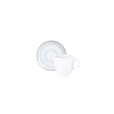 Conjunto Xícara E Pires De Chá Tramontina Lineare 200ml 2 Peças Em Porcelana Decorada