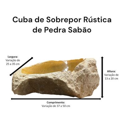 Cuba Pia Lavabo Sobrepor De Pedra Sabao Rústica Com Verniz