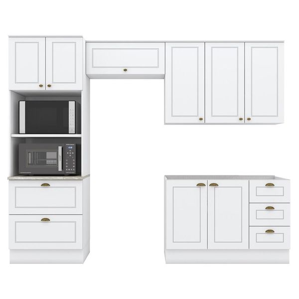 Cozinha Modulada Completa 271cm com Torre Quente Dupla 4 Peças Americana Branco HP - Henn