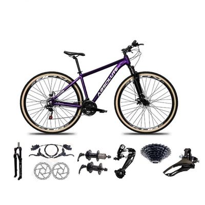 Bicicleta Aro 29 Absolute Nero 5 Freio Hidráulico K7 27v Alumínio Garfo Com Trava Mtb Roxo Tam: 19