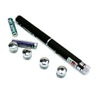 Caneta Laser Verde Pointer 300mw com 5 Ponteiras de Efeitos Preta