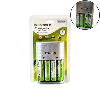 Carregador De Pilhas Aa-aaa-9v Fxc164p Bivolt Flex