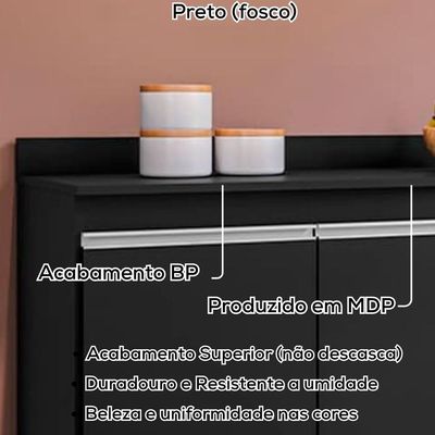 Tampo Para Balcao 120 Cm Bp Preto Eratto Moveis Preto