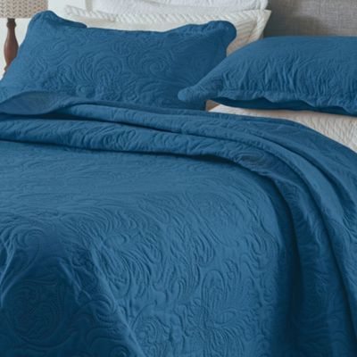 Kit Cobre Leito Colcha Basic King 3 Peças Dupla Face Liso Classic - Azul Cobalto - 100% Poliéster