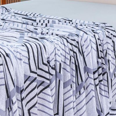 Lençol de Cima Avulso Luar Estampado Solteiro 01 Peça Malha 100% Algodão - Cinza Geométrico