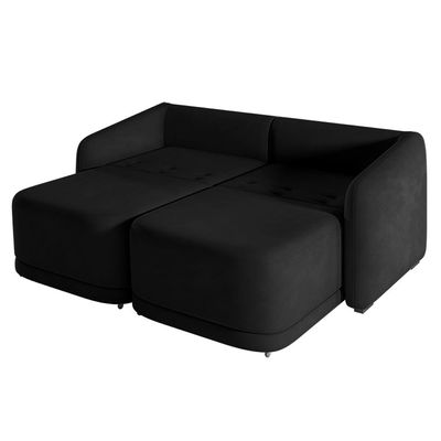 Sofá Cama Modulado Retrátil e Reclinável Decorativo Varsóvia 236cm Veludo Preto G33 - Gran Belo