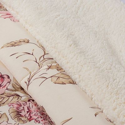 Coberdrom Sherpa/Percal 180 Fios Estampado King Gran Moratta 01 Peça - Caqui Floral