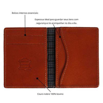 Carteira Masculina Couro Legítimo Porta Cartão Slim Marrom
