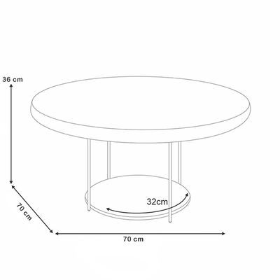 Mesa de Centro Para Sala Redonda Tampo Vidro Pés Aço Allure B01 Cinamomo - Lyam Decor