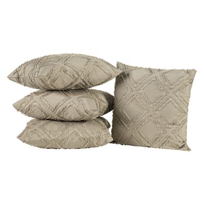 Kit 4 Almofadas Cheias Para Sofá 45x45cm Katarine Micro Percal 300 Fios - Cáqui