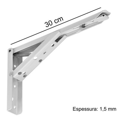 Kit 04 Pares Suporte Para Mesa Dobrável Retrátil 30 cm H02 Mão Francesa Branco - Lyam