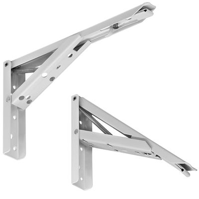 Kit 04 Pares Suporte Para Mesa Dobrável Retrátil 30 cm H02 Mão Francesa Branco - Lyam