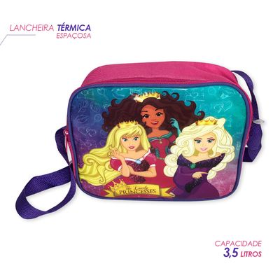 Kit Mochila Infantil Escolar com 3 peças Princesas Rosa
