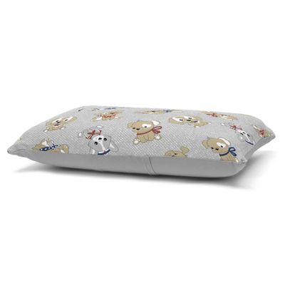 Fronha Avulsa KazzaVip Malha 100% Algodão Basic Dogs Estampada Cinza