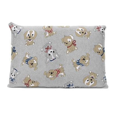 Fronha Avulsa KazzaVip Malha 100% Algodão Basic Dogs Estampada Cinza