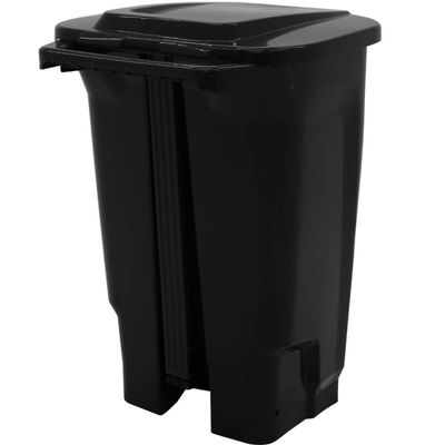 Cesto de Lixo com Pedal 100L Tramontina Preto Lixeira Plástica Grande Modelo T-Force