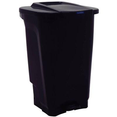 Cesto de Lixo com Pedal 100L Tramontina Preto Lixeira Plástica Grande Modelo T-Force