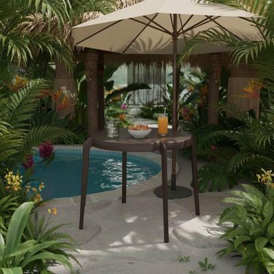 Mesa Plástica Redonda 79x71cm Marrom Tramontina Clarice Quiosque Jardim Área Externa
