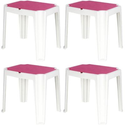 Kit 4 Mesinhas Plásticas Tramontina para Atividades Infantis Rosa com Compartimento para Organizar