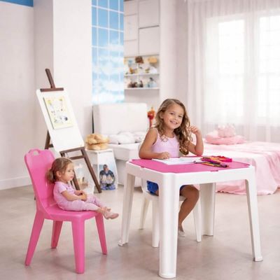 Kit 4 Mesinhas Plásticas Tramontina para Atividades Infantis Rosa com Compartimento para Organizar