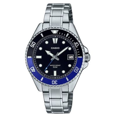 Relógio Casio Masculino Ref: Mdv-10d-1a2vdf Duro Prateado Menor