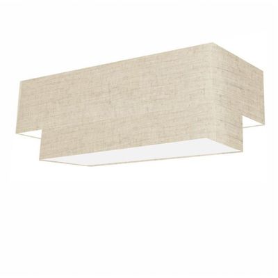Plafon Duplo Retangular Vivare Md-3071 Cúpula Em Tecido Bivolt Rustico-bege 127/220v