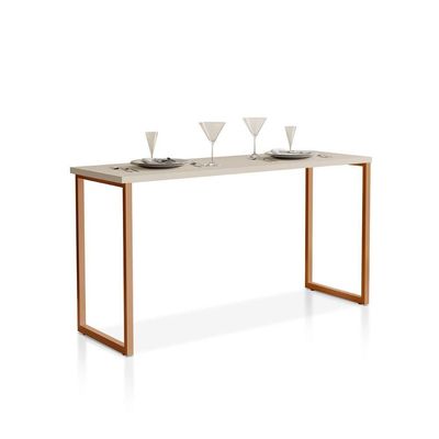 Mesa De Jantar Industrial Para 2 Lugares Klm Móveis Bronze Com Off White