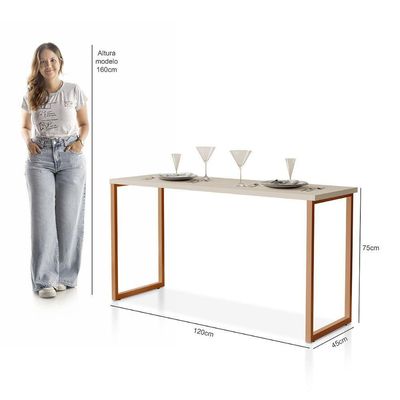 Mesa De Jantar Industrial Para 2 Lugares Klm Móveis Bronze Com Off White