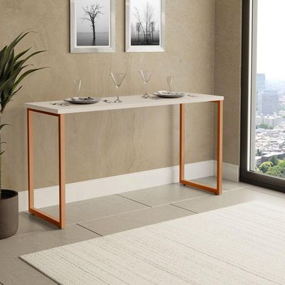 Mesa De Jantar Industrial Para 2 Lugares Klm Móveis Bronze Com Off White
