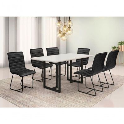 Conjunto De Jantar Itália Com 6 Cadeiras Base Goiás Bm Tubulares Off White-courissimo 134