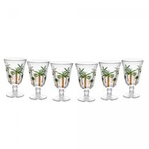 Conjunto 6 Taças água De Cristal Palm Hand Painting 240 Ml Lyor