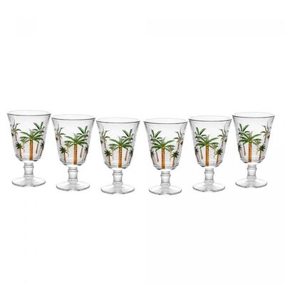 Conjunto 6 Taças água De Cristal Palm Hand Painting 240 Ml Lyor
