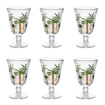 Conjunto 6 Taças água De Cristal Palm Hand Painting 240 Ml Lyor
