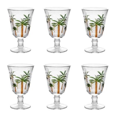 Conjunto 6 Taças água De Cristal Palm Hand Painting 240 Ml Lyor