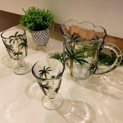 Conjunto 6 Taças água De Cristal Palm Hand Painting 240 Ml Lyor