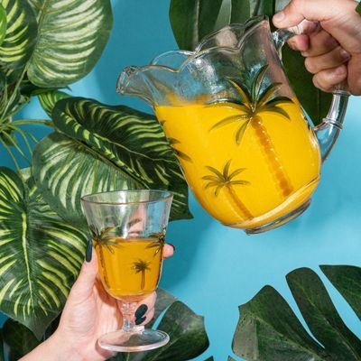 Conjunto 6 Taças água De Cristal Palm Hand Painting 240 Ml Lyor