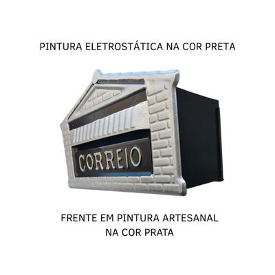 Caixa de Correio Cartas Para Muro Detrás Preta 12x23x11cm