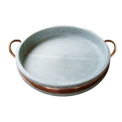 Assadeira de Pedra Sabão com Alça de Cobre  29,0 Cm