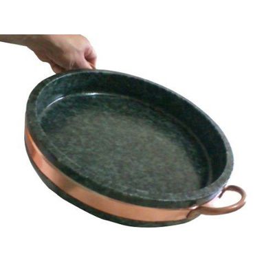 Assadeira de Pedra Sabão com Alça de Cobre  29,0 Cm