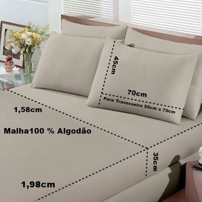 Jogo de Cama Buettner Queen Malha Basic Liso 3 Peças Peças Trigo
