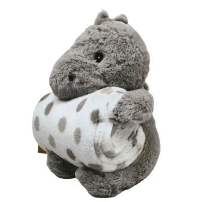 Manta e Bichinho KazzaVip Baby Pelúcia 100% Poliéster Microfibra Dino Cinza