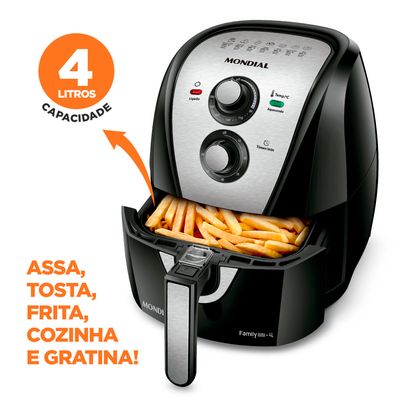 Fritadeira Elétrica Air Fryer Mondial AFN-40-BI 4L Inox/Preta - 127V