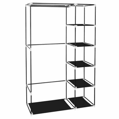 Guarda Roupa Modular Portátil Para Quarto Com Arara, Prateleiras E Porta Com Zíper Azul Luxo