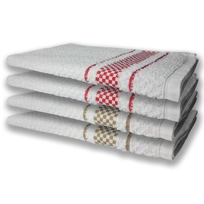 4 Panos de Prato Atoalhado Felpudo Premium Vermelho+Marrom