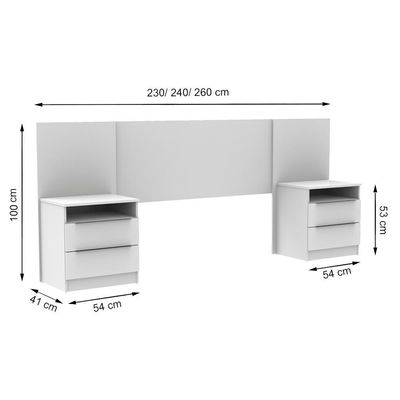 Quarto Guarda-Roupa Luke Cabeceira 2 Criados Branco Madesa