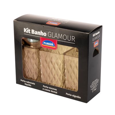 Kit para Banheiro Glamour Plasútil Âmbar 3 Peças