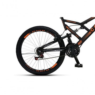 Bicicleta Gps 148 Dupla Suspensão E Freios V-brake, Aro 26 Aero, 36 Raias, 21 Marchas Colli Preto-laranja