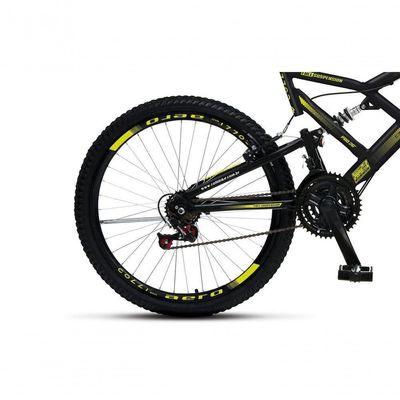 Bicicleta Gps 148 Dupla Suspensão E Freios V-brake, Aro 26 Aero, 36 Raias, 21 Marchas Colli Preto-amarelo