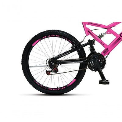Bicicleta Gps 148 Dupla Suspensão E Freios V-brake, Aro 26 Aero, 36 Raias, 21 Marchas Colli Rosa
