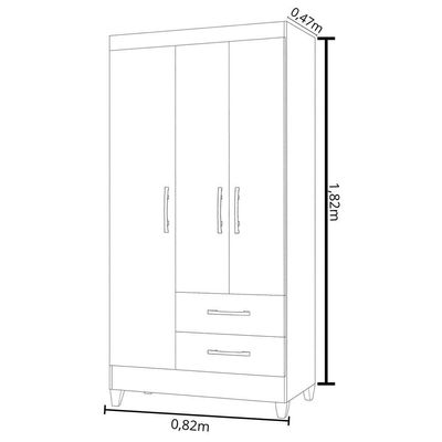 Guarda Roupa Solteiro Quarto Pequeno 3 Portas 2 Gavetas Lima Freijo Com Off White